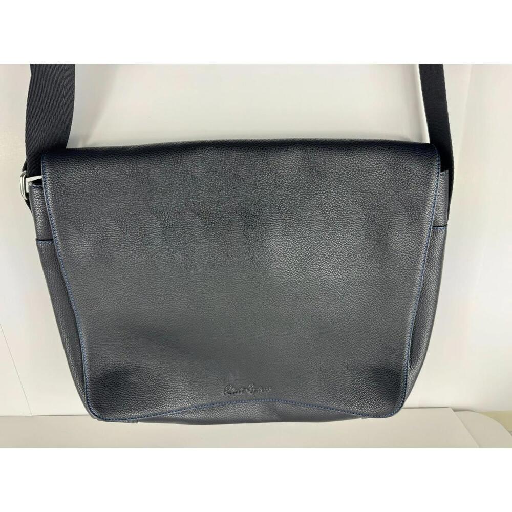 Robert Graham Men's Black Leather Messenger Laptop Bag Magnetic